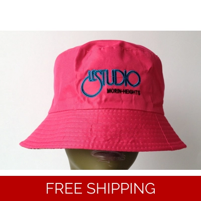 Bucket Beach Hot Pink Hat Black & Blue Embroid Front Logo M/H